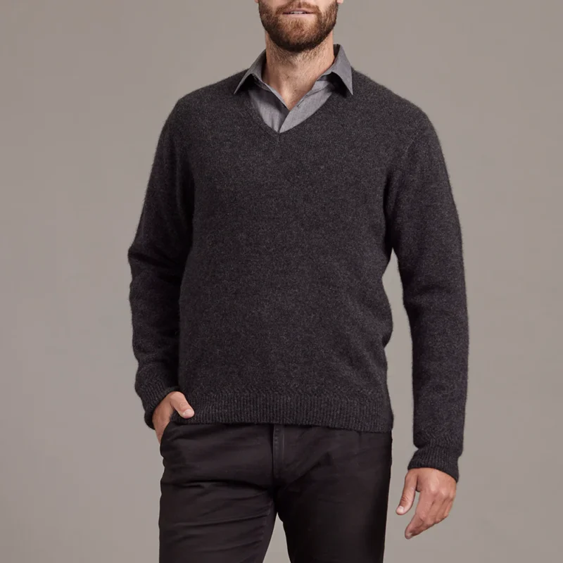 RACK STITCH V-NECK JERSEY V领羊毛针织衫
